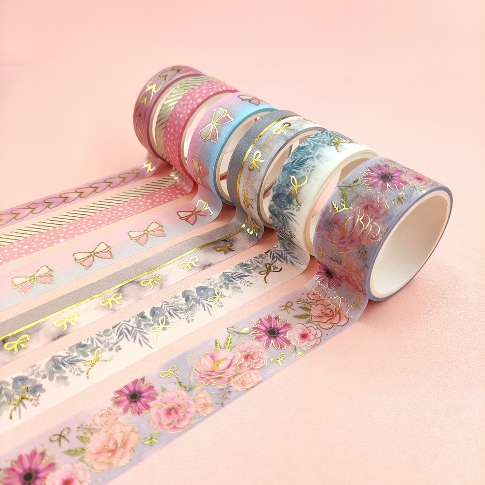 Floral & Bowknot Golden Foil Washi Tape Set